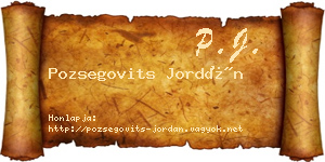 Pozsegovits Jordán névjegykártya
